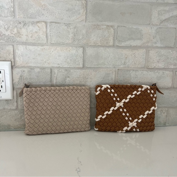 Naghedi Two Woven Pouches Bags Cosmetic - Picture 1 of 4